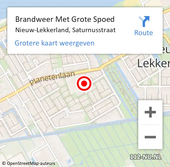 Locatie op kaart van de 112 melding: Brandweer Met Grote Spoed Naar Nieuw-Lekkerland, Saturnusstraat op 7 mei 2023 00:30