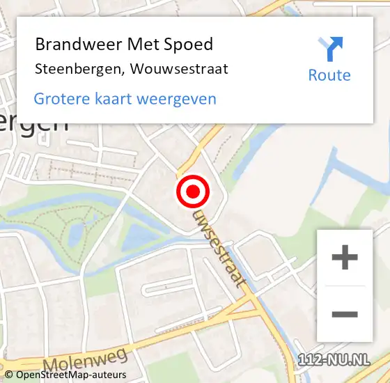 Locatie op kaart van de 112 melding: Brandweer Met Spoed Naar Steenbergen, Wouwsestraat op 7 mei 2023 00:40