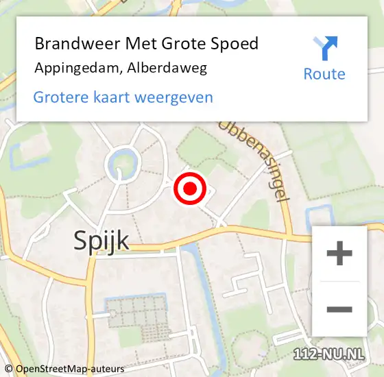 Locatie op kaart van de 112 melding: Brandweer Met Grote Spoed Naar Appingedam, Alberdaweg op 7 mei 2023 01:06