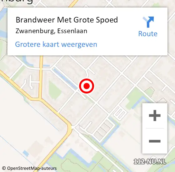 Locatie op kaart van de 112 melding: Brandweer Met Grote Spoed Naar Zwanenburg, Essenlaan op 7 mei 2023 01:44