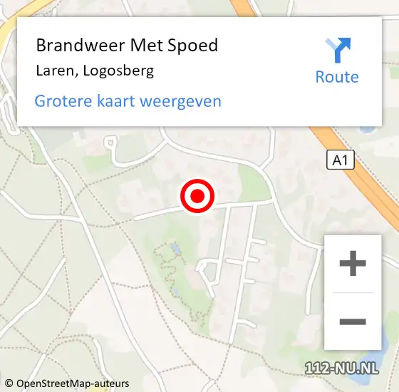 Locatie op kaart van de 112 melding: Brandweer Met Spoed Naar Laren, Logosberg op 7 mei 2023 02:25