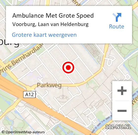 Locatie op kaart van de 112 melding: Ambulance Met Grote Spoed Naar Voorburg, Laan van Heldenburg op 7 mei 2023 03:00