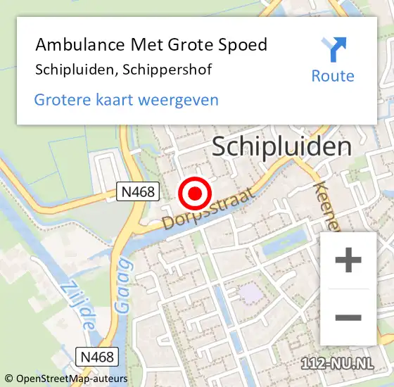 Locatie op kaart van de 112 melding: Ambulance Met Grote Spoed Naar Schipluiden, Schippershof op 7 mei 2023 03:01