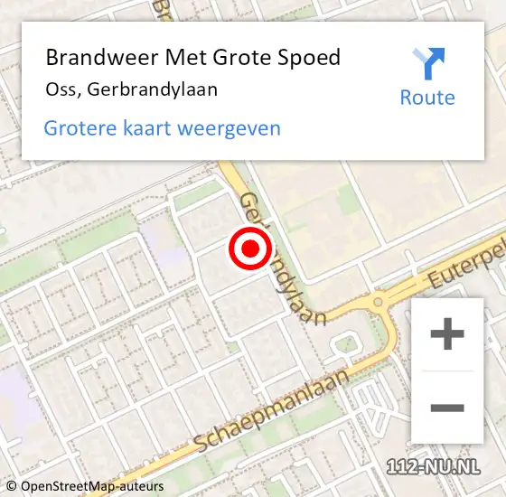 Locatie op kaart van de 112 melding: Brandweer Met Grote Spoed Naar Oss, Gerbrandylaan op 7 mei 2023 03:17