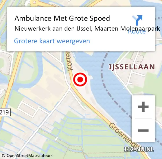 Locatie op kaart van de 112 melding: Ambulance Met Grote Spoed Naar Nieuwerkerk aan den IJssel, Maarten Molenaarpark op 7 mei 2023 03:26