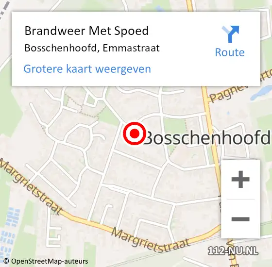 Locatie op kaart van de 112 melding: Brandweer Met Spoed Naar Bosschenhoofd, Emmastraat op 24 augustus 2014 17:09