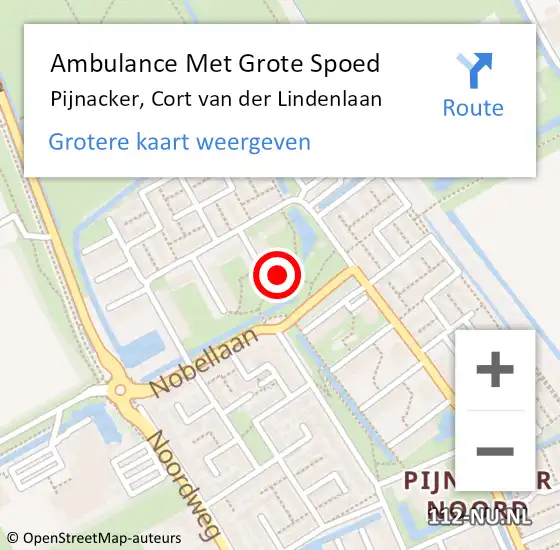 Locatie op kaart van de 112 melding: Ambulance Met Grote Spoed Naar Pijnacker, Cort van der Lindenlaan op 7 mei 2023 05:05