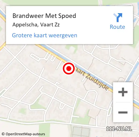 Locatie op kaart van de 112 melding: Brandweer Met Spoed Naar Appelscha, Vaart Zz op 7 mei 2023 06:51