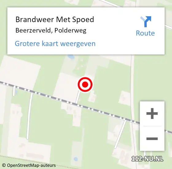 Locatie op kaart van de 112 melding: Brandweer Met Spoed Naar Beerzerveld, Polderweg op 7 mei 2023 06:54