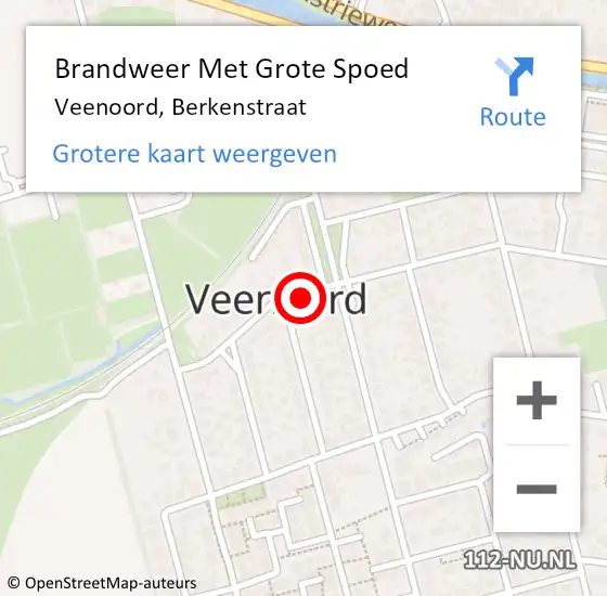 Locatie op kaart van de 112 melding: Brandweer Met Grote Spoed Naar Veenoord, Berkenstraat op 7 mei 2023 07:07