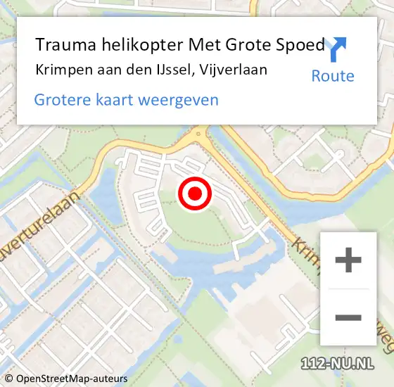Locatie op kaart van de 112 melding: Trauma helikopter Met Grote Spoed Naar Krimpen aan den IJssel, Vijverlaan op 7 mei 2023 07:12