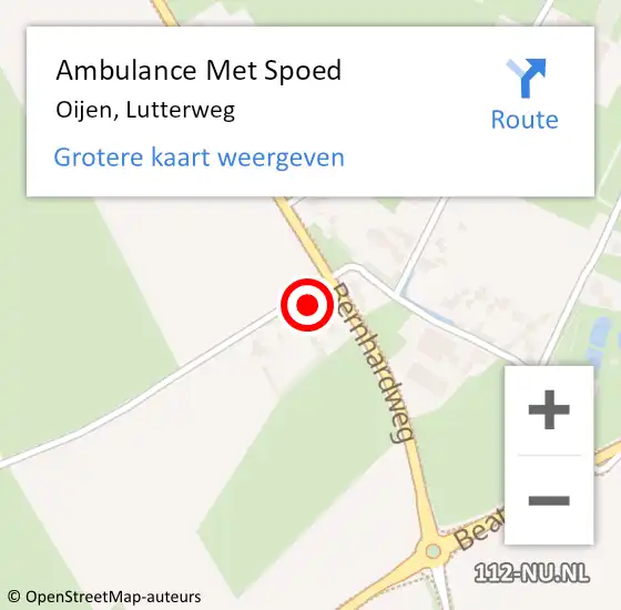 Locatie op kaart van de 112 melding: Ambulance Met Spoed Naar Oijen, Lutterweg op 24 augustus 2014 17:32