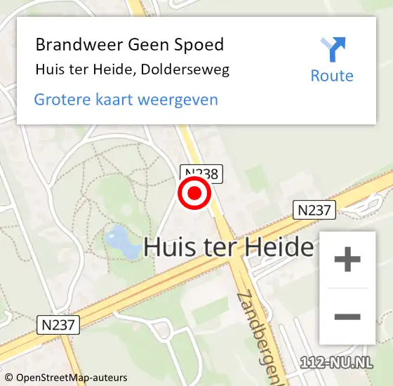 Locatie op kaart van de 112 melding: Brandweer Geen Spoed Naar Huis ter Heide, Dolderseweg op 7 mei 2023 09:16
