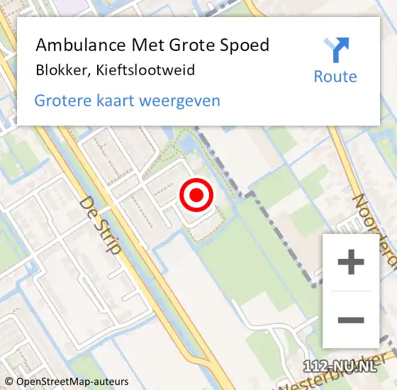 Locatie op kaart van de 112 melding: Ambulance Met Grote Spoed Naar Blokker, Kieftslootweid op 7 mei 2023 09:16