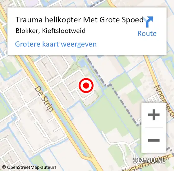 Locatie op kaart van de 112 melding: Trauma helikopter Met Grote Spoed Naar Blokker, Kieftslootweid op 7 mei 2023 09:17