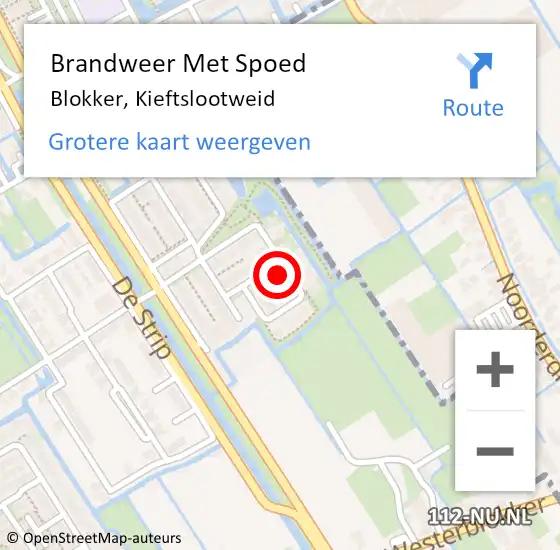 Locatie op kaart van de 112 melding: Brandweer Met Spoed Naar Blokker, Kieftslootweid op 7 mei 2023 09:19