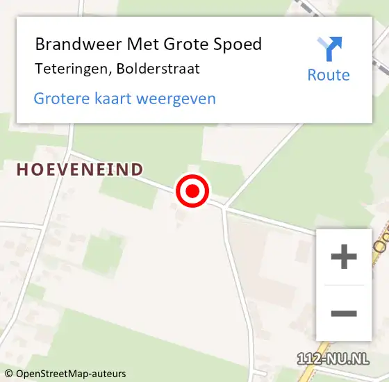 Locatie op kaart van de 112 melding: Brandweer Met Grote Spoed Naar Teteringen, Bolderstraat op 7 mei 2023 09:41