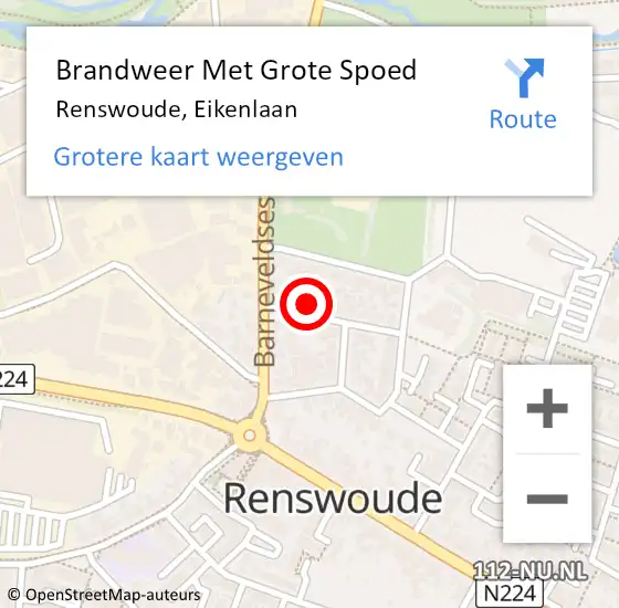 Locatie op kaart van de 112 melding: Brandweer Met Grote Spoed Naar Renswoude, Eikenlaan op 7 mei 2023 10:36