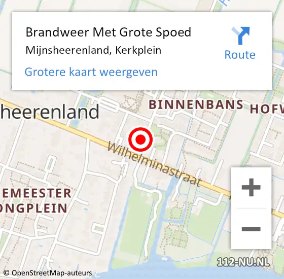 Locatie op kaart van de 112 melding: Brandweer Met Grote Spoed Naar Mijnsheerenland, Kerkplein op 7 mei 2023 10:49