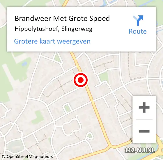 Locatie op kaart van de 112 melding: Brandweer Met Grote Spoed Naar Hippolytushoef, Slingerweg op 7 mei 2023 11:21