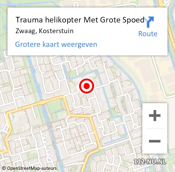 Locatie op kaart van de 112 melding: Trauma helikopter Met Grote Spoed Naar Zwaag, Kosterstuin op 7 mei 2023 11:37