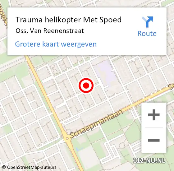 Locatie op kaart van de 112 melding: Trauma helikopter Met Spoed Naar Oss, Van Reenenstraat op 7 mei 2023 12:01