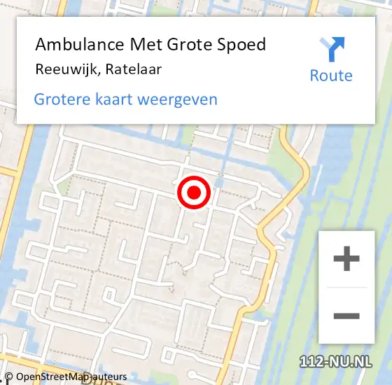 Locatie op kaart van de 112 melding: Ambulance Met Grote Spoed Naar Reeuwijk, Ratelaar op 7 mei 2023 12:14