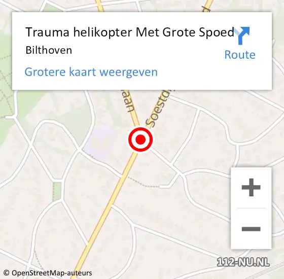 Locatie op kaart van de 112 melding: Trauma helikopter Met Grote Spoed Naar Bilthoven op 7 mei 2023 12:19