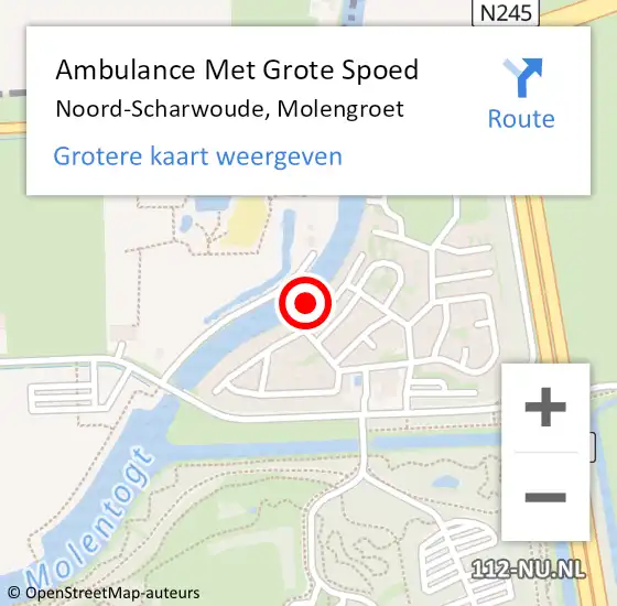 Locatie op kaart van de 112 melding: Ambulance Met Grote Spoed Naar Noord-Scharwoude, Molengroet op 7 mei 2023 12:37