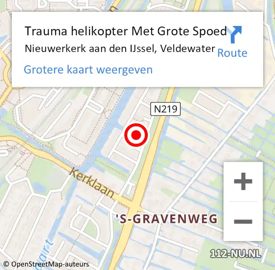 Locatie op kaart van de 112 melding: Trauma helikopter Met Grote Spoed Naar Nieuwerkerk aan den IJssel, Veldewater op 7 mei 2023 12:55