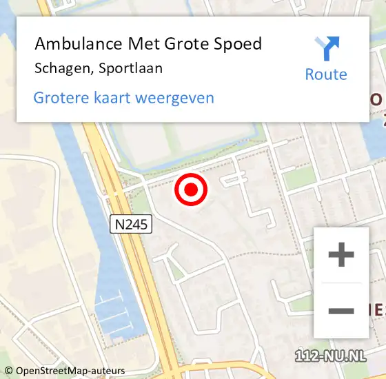 Locatie op kaart van de 112 melding: Ambulance Met Grote Spoed Naar Schagen, Sportlaan op 7 mei 2023 13:37