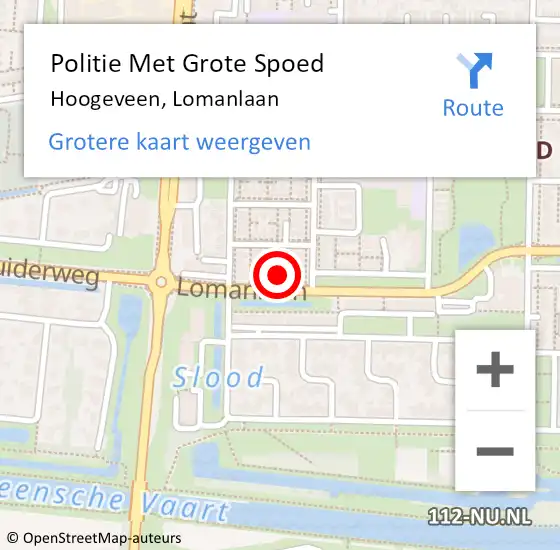 Locatie op kaart van de 112 melding: Politie Met Grote Spoed Naar Hoogeveen, Lomanlaan op 7 mei 2023 14:13