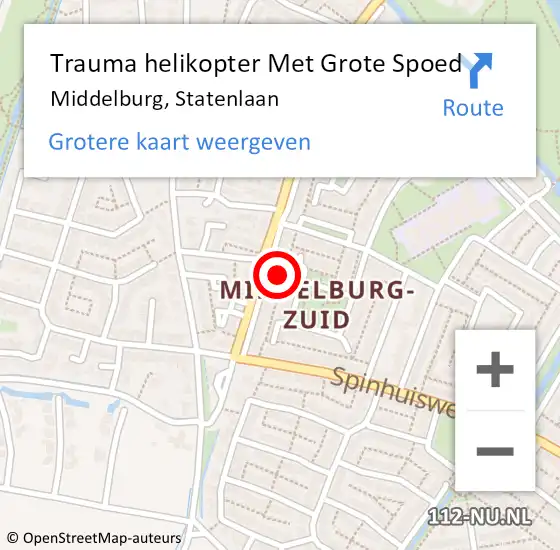 Locatie op kaart van de 112 melding: Trauma helikopter Met Grote Spoed Naar Middelburg, Statenlaan op 7 mei 2023 14:47