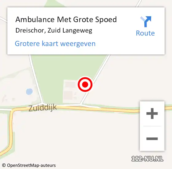 Locatie op kaart van de 112 melding: Ambulance Met Grote Spoed Naar Dreischor, Zuid Langeweg op 7 mei 2023 15:06