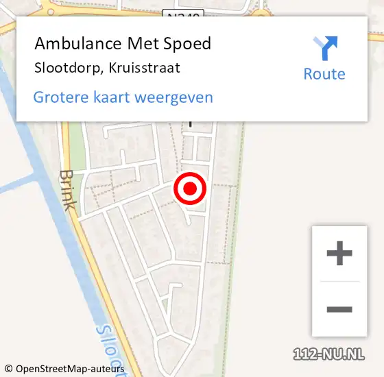 Locatie op kaart van de 112 melding: Ambulance Met Spoed Naar Slootdorp, Kruisstraat op 7 mei 2023 15:24