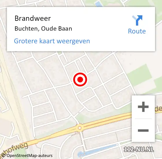 Locatie op kaart van de 112 melding: Brandweer Buchten, Oude Baan op 24 augustus 2014 18:23