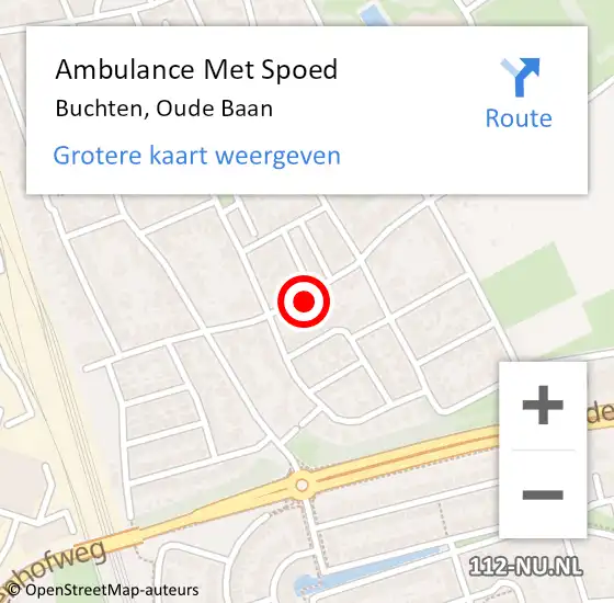 Locatie op kaart van de 112 melding: Ambulance Met Spoed Naar Buchten, Oude Baan op 24 augustus 2014 18:23