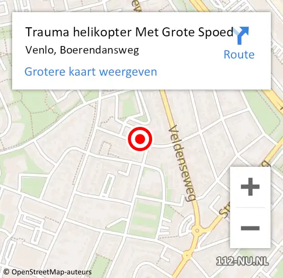 Locatie op kaart van de 112 melding: Trauma helikopter Met Grote Spoed Naar Venlo, Boerendansweg op 7 mei 2023 15:51