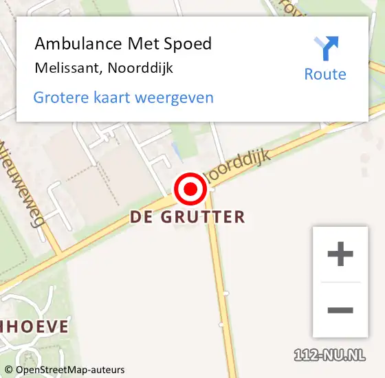 Locatie op kaart van de 112 melding: Ambulance Met Spoed Naar Melissant, Noorddijk op 7 mei 2023 15:53