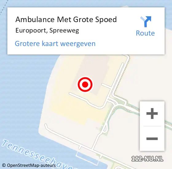 Locatie op kaart van de 112 melding: Ambulance Met Grote Spoed Naar Europoort, Spreeweg op 7 mei 2023 16:06