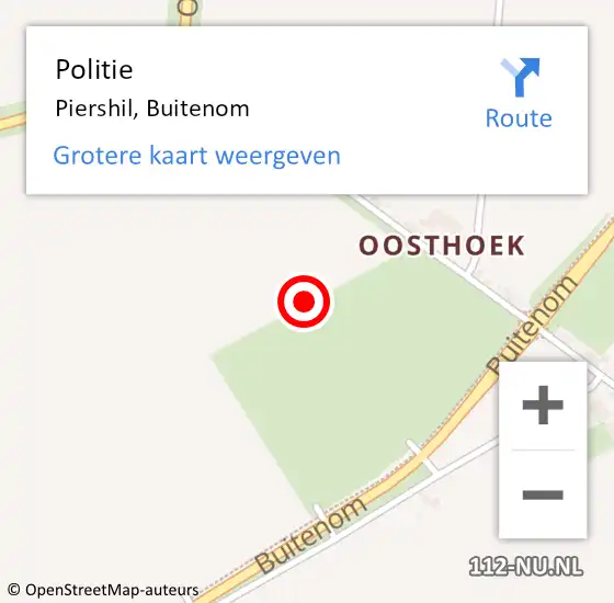 Locatie op kaart van de 112 melding: Politie Piershil, Buitenom op 7 mei 2023 16:19