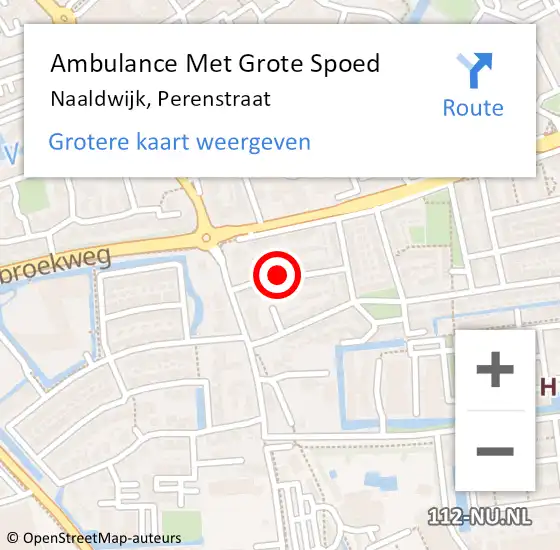 Locatie op kaart van de 112 melding: Ambulance Met Grote Spoed Naar Naaldwijk, Perenstraat op 7 mei 2023 16:23