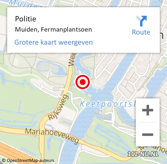 Locatie op kaart van de 112 melding: Politie Muiden, Fermanplantsoen op 7 mei 2023 16:35