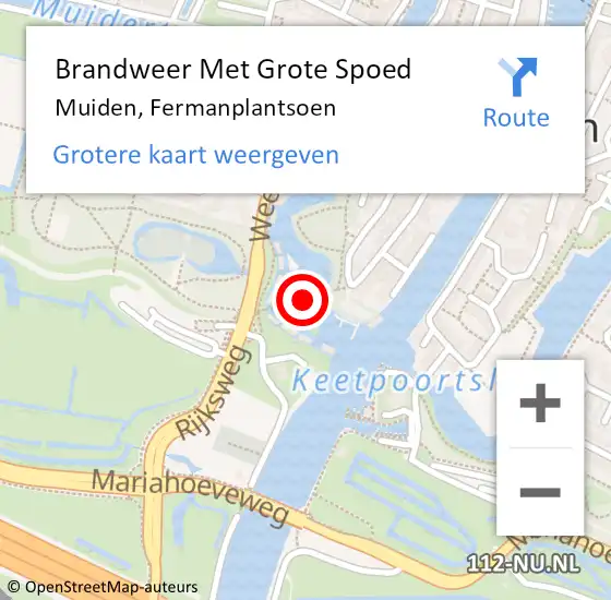 Locatie op kaart van de 112 melding: Brandweer Met Grote Spoed Naar Muiden, Fermanplantsoen op 7 mei 2023 16:37