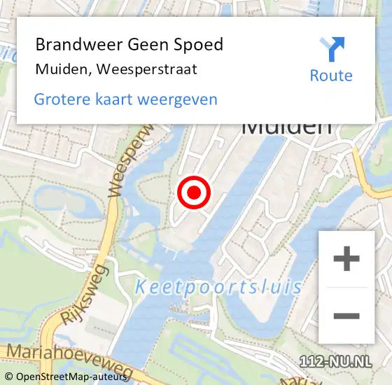 Locatie op kaart van de 112 melding: Brandweer Geen Spoed Naar Muiden, Weesperstraat op 7 mei 2023 16:43