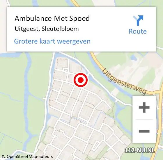 Locatie op kaart van de 112 melding: Ambulance Met Spoed Naar Uitgeest, Sleutelbloem op 7 mei 2023 16:59