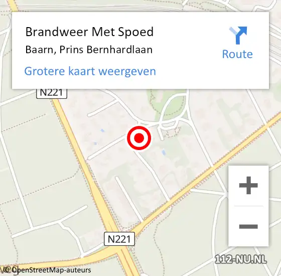 Locatie op kaart van de 112 melding: Brandweer Met Spoed Naar Baarn, Prins Bernhardlaan op 7 mei 2023 17:47