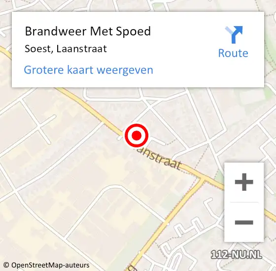 Locatie op kaart van de 112 melding: Brandweer Met Spoed Naar Soest, Laanstraat op 7 mei 2023 17:55