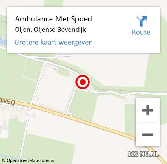 Locatie op kaart van de 112 melding: Ambulance Met Spoed Naar Oijen, Oijense Bovendijk op 24 augustus 2014 18:45