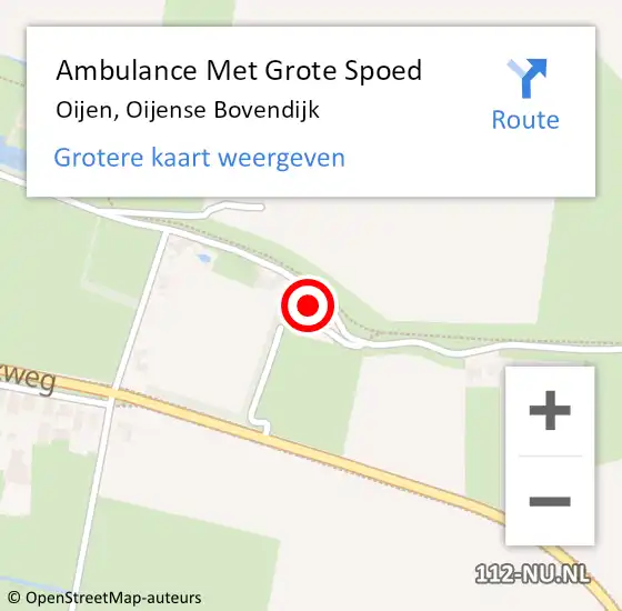 Locatie op kaart van de 112 melding: Ambulance Met Grote Spoed Naar Oijen, Oijense Bovendijk op 24 augustus 2014 18:46